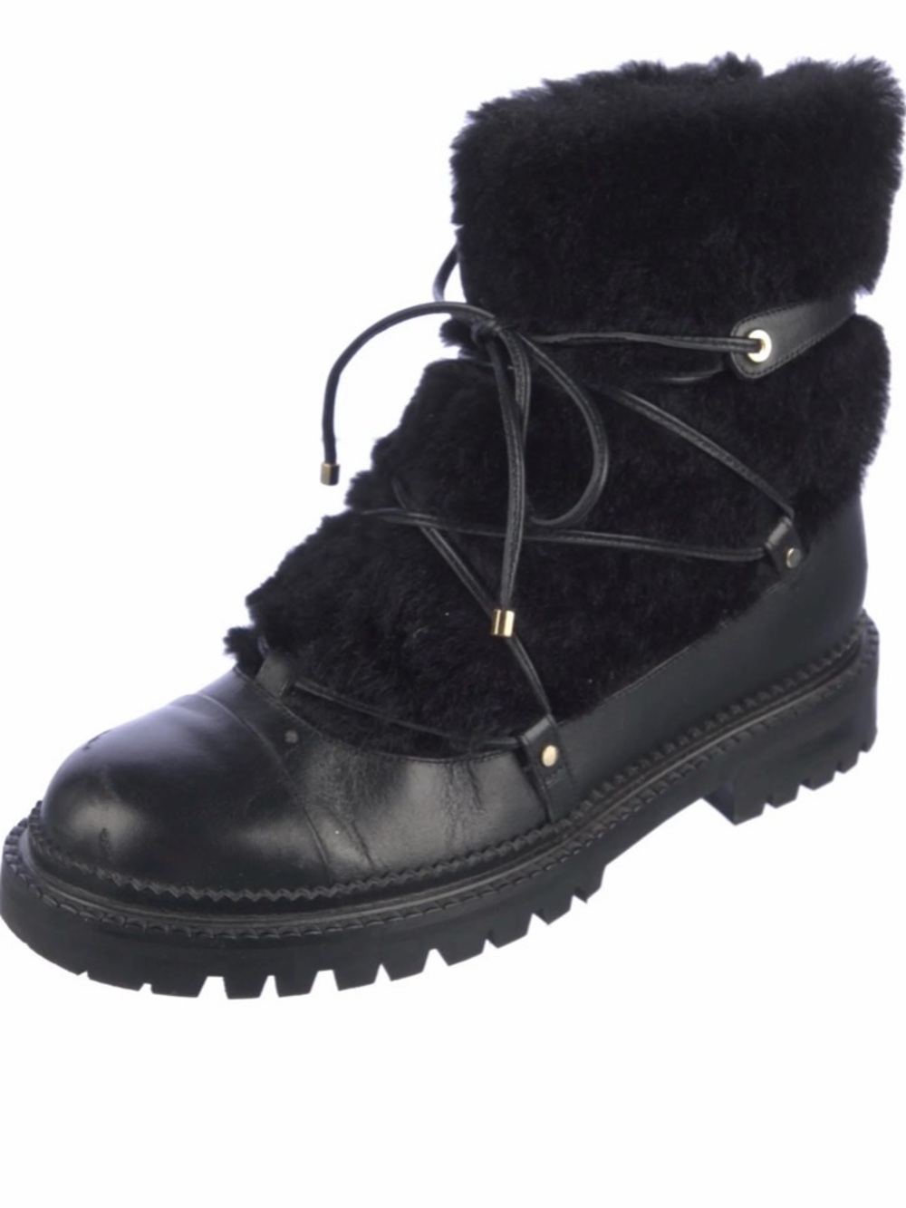 Jimmy Choo Shearling Lace-Up Ankle Boots - Women Sz 6